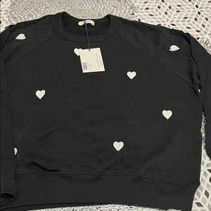 Black Sweatshirt with White Heart Accents